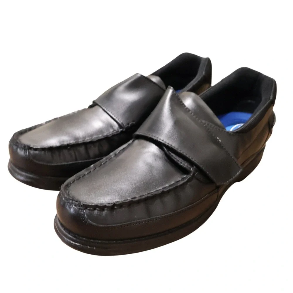 Dr. Scholl's 401 One Strap Mens 13D Black New Hook and Loop Comfort Shoes